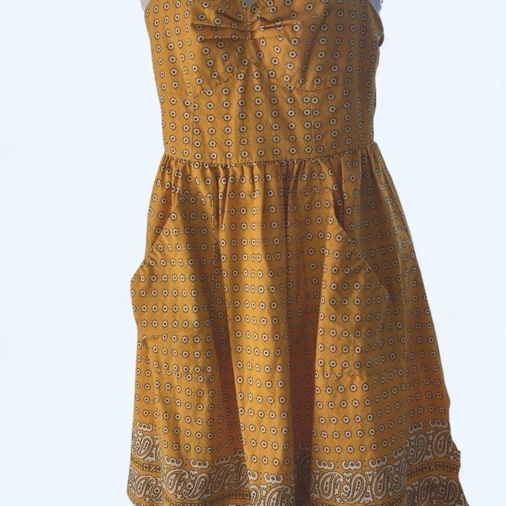 Anthropologie Girls of Savoy Yellow Patterned babydoll Sundress with pockets 2 - Picture 1 of 4